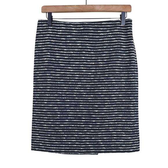 MM. LAFLEUR Black & White Textured Stripe Career Chic Pencil Skirt - Picture 1 of 7